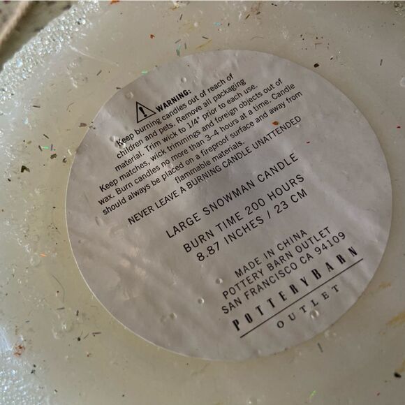 Pottery Barn Vintage Large 3 Tiered Snowman Candle 200 hour burn 8.75” tall - Picture 4 of 7